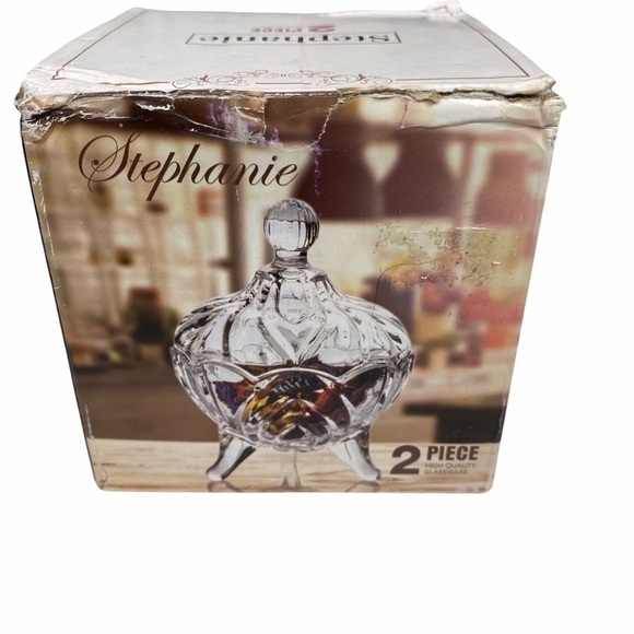 Stephanie 2 Piece Glass Candy Dish 3.5 Inches NEW - Picture 5 of 6